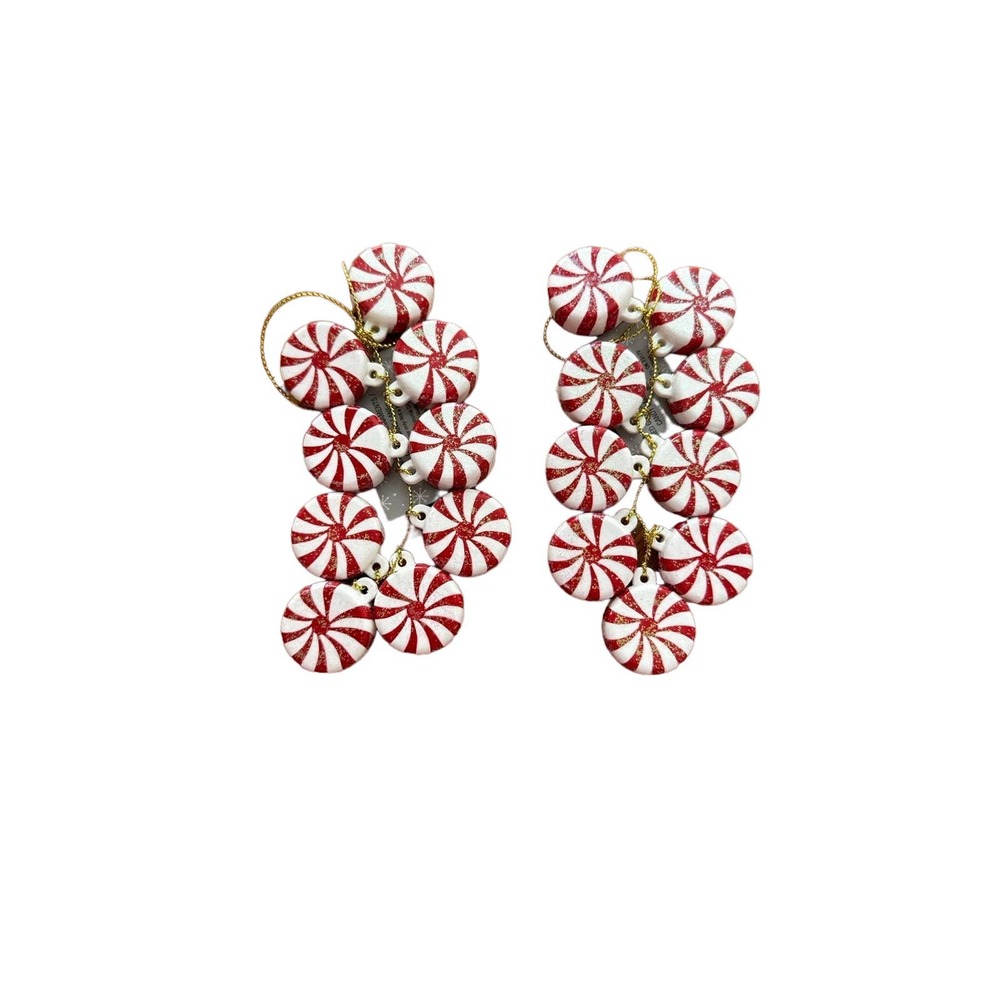 Peppermint candy strands for tiered tray or ornaments (2 included)- NWT